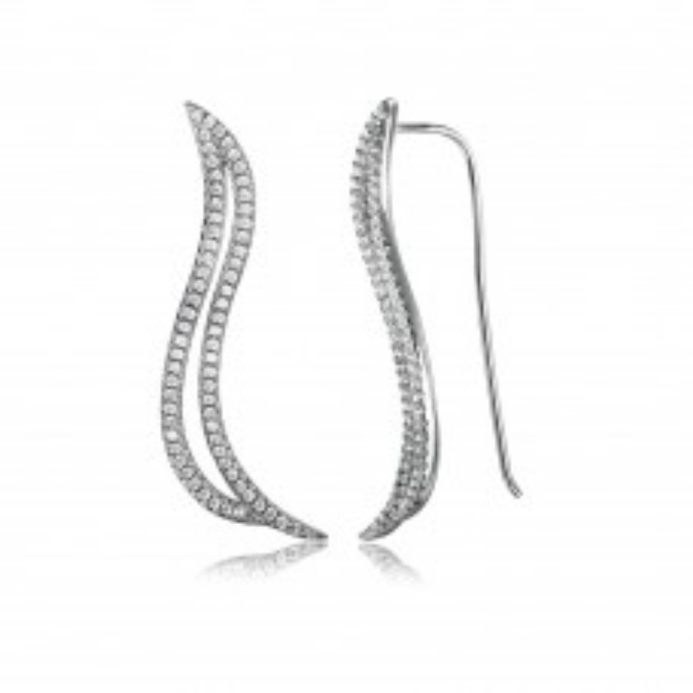 sterling silver 925 rotheum plated open wave cz cl